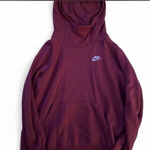 Nike Women's Burgundy Crewneck Hoodie with Chest Swoosh